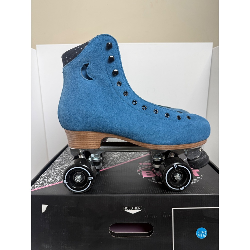 Moonlight Roller Moon Boot Sapphire Blue Suede Quad Roller Skates Men 10 WMS 11